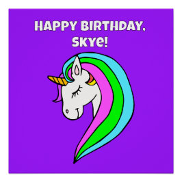 Personalisiertes Rainbow Unicorn Poster