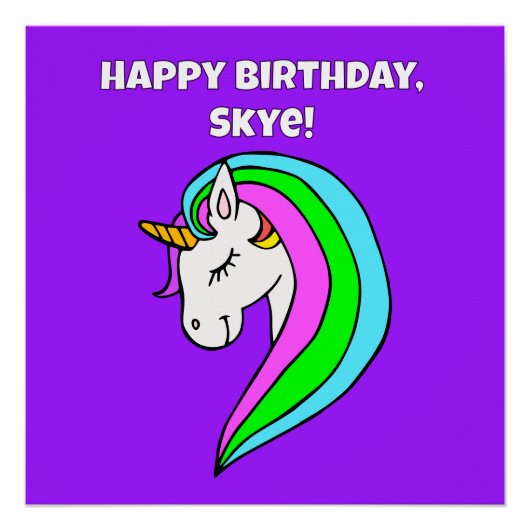 Personalisiertes Rainbow Unicorn Poster (Vorderseite)