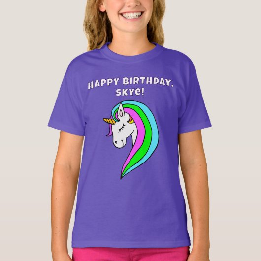 Personalisiertes Rainbow Unicorn T-Shirt (Vorderseite)