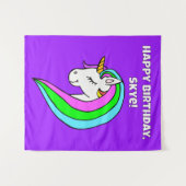 Personalisiertes Rainbow Unicorn Wandteppich (Vorderseite (Horizontal))