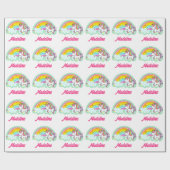 Personalisiertes Rainbow Unicorpping Paper Geschenkpapier (Flach)