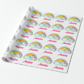 Personalisiertes Rainbow Unicorpping Paper Geschenkpapier (Ungerollt)