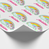 Personalisiertes Rainbow Unicorpping Paper Geschenkpapier (Ecke)