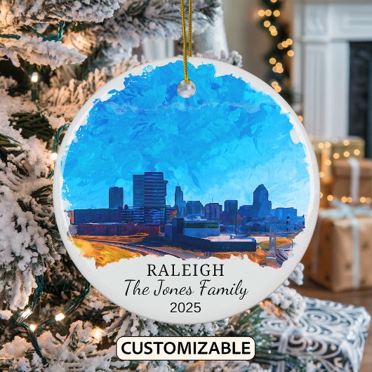 Personalisiertes Raleigh-Ornament, North Carolina Keramik Ornament