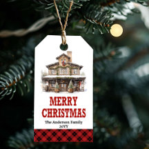 Personalisiertes Ranch-Weihnachtsetikett mit rotem