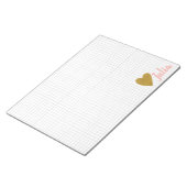 Personalisiertes Raster Graph Paper Gold Heart Notizblock (angewinkelt)