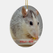 Personalisiertes Rattentier Foto & Name Weihnachts Keramikornament (Rechts)