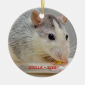 Personalisiertes Rattentier Foto & Name Weihnachts Keramikornament (Vorne)