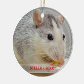 Personalisiertes Rattentier Foto & Name Weihnachts Keramikornament (Links)