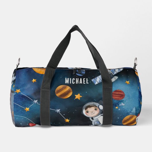 Personalisiertes Raumschiff und Astronaut Duffle Bag (Rückseite)