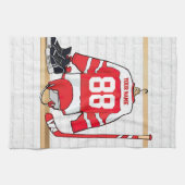 Personalisiertes Red and White Ice Hockey Jersey Handtuch (Horizontal)