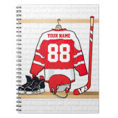 Personalisiertes Red and White Ice Hockey Jersey Notizblock (Vorderseite)