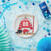 Personalisiertes Red and White Ice Hockey Jersey Pappteller (Party)