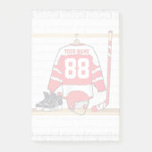 Personalisiertes Red and White Ice Hockey Jersey Post-it Klebezettel (Vorderseite)