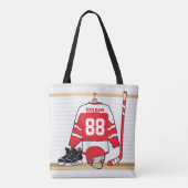 Personalisiertes Red and White Ice Hockey Jersey Tasche (Rückseite)