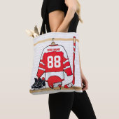 Personalisiertes Red and White Ice Hockey Jersey Tasche (Von Nahem)