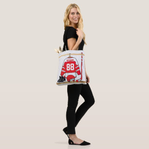 Personalisiertes Red and White Ice Hockey Jersey Tasche