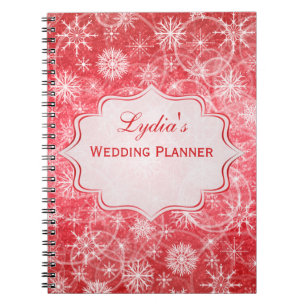 Personalisiertes Red and White Snowflakes Notebook Notizblock