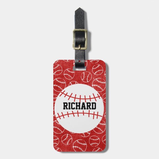 Personalisiertes Red Baseball-Muster mit Baseball Gepäckanhänger (Vorderseite vertikal)