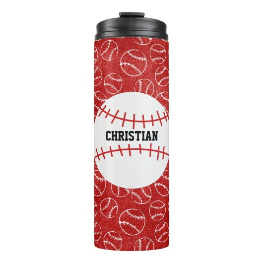 Personalisiertes Red Baseball-Muster mit Baseball Thermosbecher (Vorderseite)