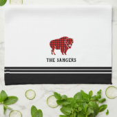 Personalisiertes Red Buffalo Kariert Bison Küchent Geschirrtuch (Gefaltet)