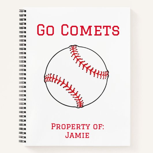 Personalisiertes Red Comets Baseball Spiral Notebo Notizblock (Vorderseite)