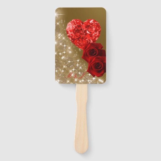 Personalisiertes Red Diamond Rose Set der Fans Fächer (Vorderseite)