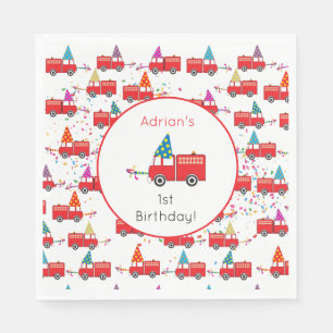Personalisiertes Red Fire Truck Party Muster Gebur Serviette