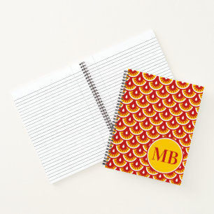 Personalisiertes Red Fishscale Muster Notebook Notizblock