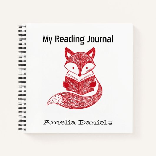 Personalisiertes Red Fox Reading Journal Notizblock (Vorderseite)