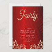 Personalisiertes Red Gold Swirl 40. Geburtstag Par Einladung (Vorderseite)