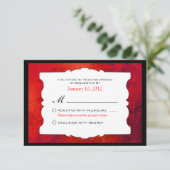 Personalisiertes Red Gothic Wedding RSVP (Stehend Vorderseite)