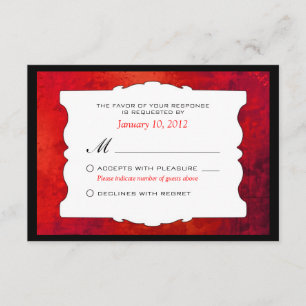 Personalisiertes Red Gothic Wedding RSVP Karte