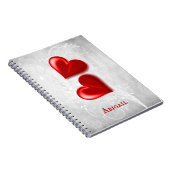 Personalisiertes Red Hearts Notebook Notizblock (Rechte Seite)