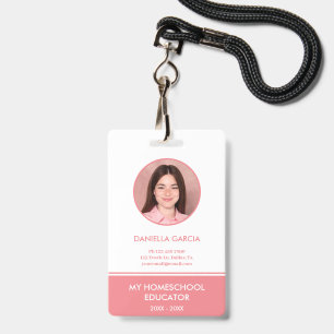 Personalisiertes Red Homeschool Lehrer-ID-Abzeiche Ausweis