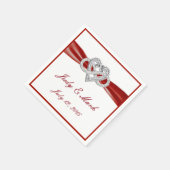 Personalisiertes Red Infinity Heart Wedding Napkin Serviette (Ecke)