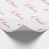Personalisiertes Red Name Script Geschenkpapier (Ecke)