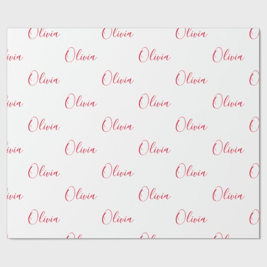 Personalisiertes Red Name Script Geschenkpapier (Flach)