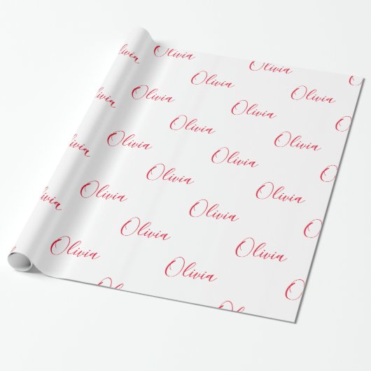 Personalisiertes Red Name Script Geschenkpapier (Ungerollt)