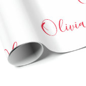 Personalisiertes Red Name Script Geschenkpapier (Rolleneckpunkt)