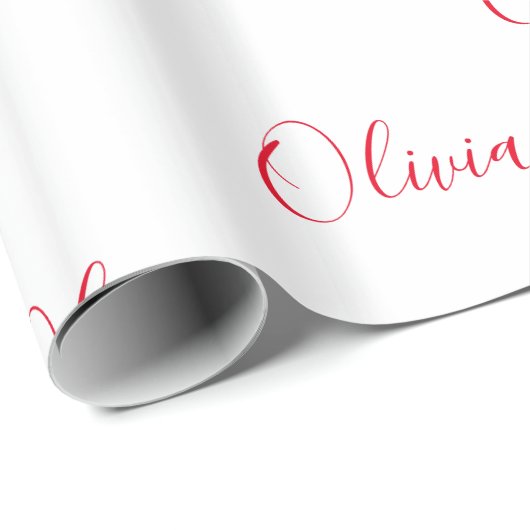 Personalisiertes Red Name Script Geschenkpapier (Rolleneckpunkt)