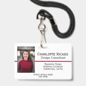 Personalisiertes Red White Black Ausweis (Vorderseite mit Lanyard)