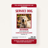 Personalisiertes Red White Service Dog Foto Ausweis (Vorderseite)