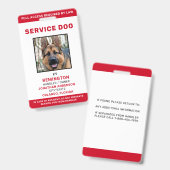 Personalisiertes Red White Service Dog Foto ID Abz Ausweis (Front & Back)