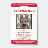 Personalisiertes Red White Service Dog Foto ID Abz Ausweis (Front)