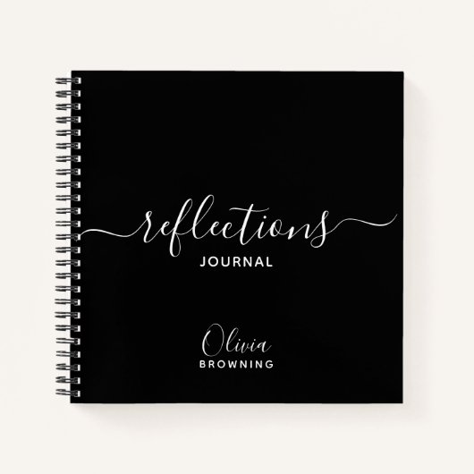 Personalisiertes Reflections-Journal in Schwarzwei Notizblock (Vorderseite)