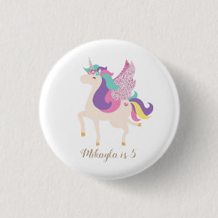 Personalisiertes Regenbogen-Einhorn Einfach Süß Button
