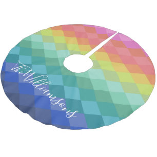 Personalisiertes Regenbogen geometrische Weihnacht Polyester Weihnachtsbaumdecke