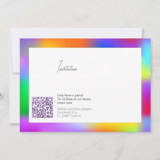 Personalisiertes Regenbogen Modernes Grafikdesign Einladung (Rückseite)
