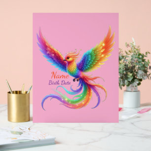 Personalisiertes Regenbogen-Phönix-Name-Geburtsdat Acrylschild